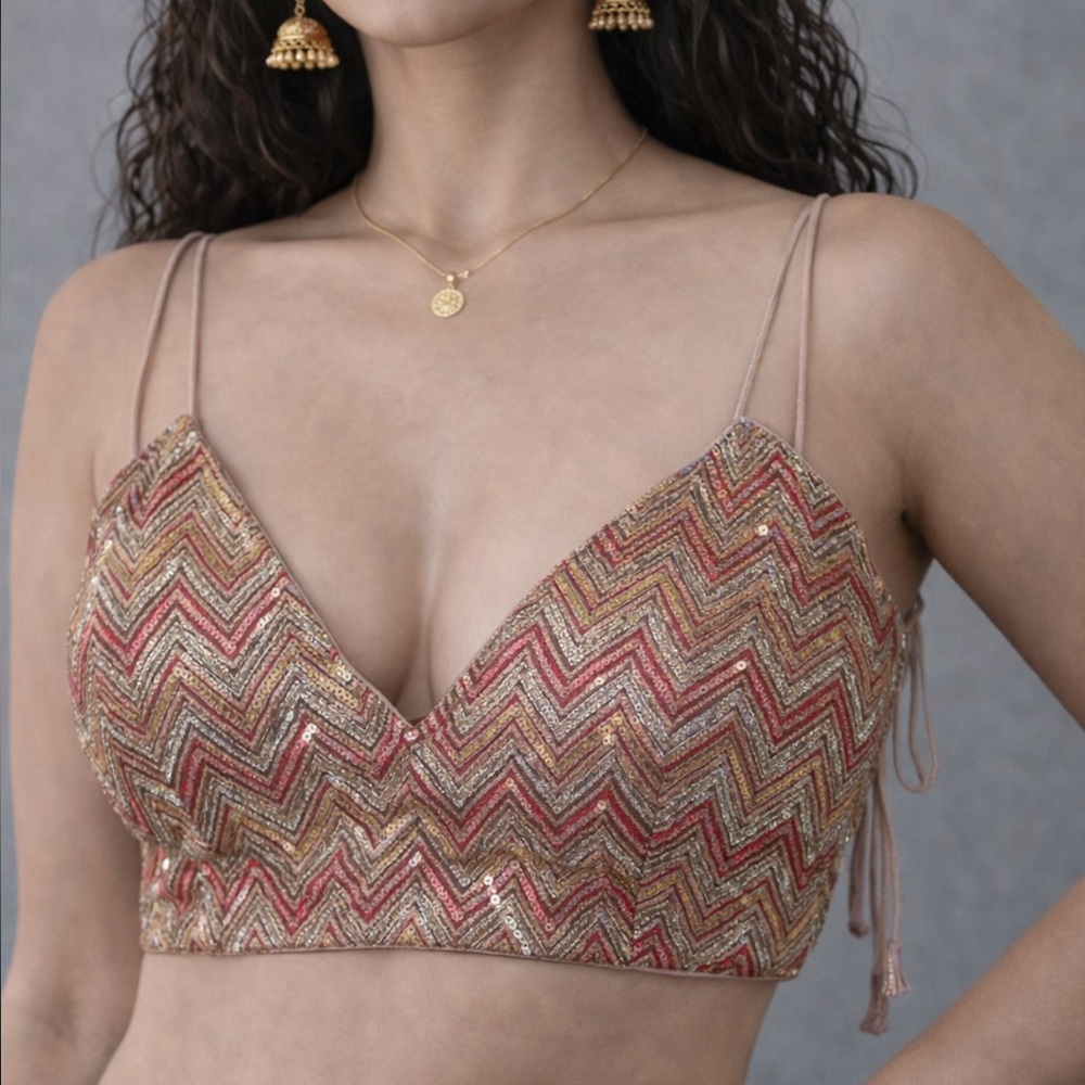 Brand new designer Sequin embroidery Chevron Lehenga/Saree Blouse